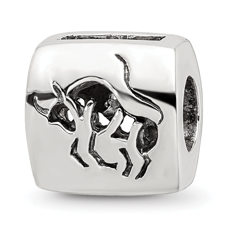 Sterling Silver Reflections Taurus Zodiac Antiqued Bead
