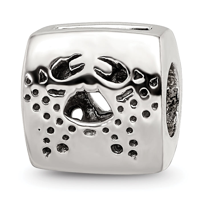 Sterling Silver Reflections Cancer Zodiac Antiqued Bead