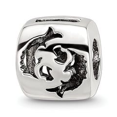 Sterling Silver Reflections Pisces Zodiac Antiqued Bead
