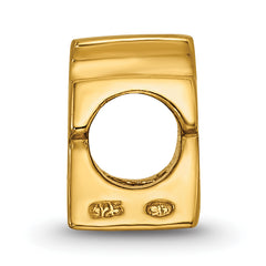 **Sterling Silver Gold-Plated Letter A Bead with Polished Finish Customizable and Durable Charm**