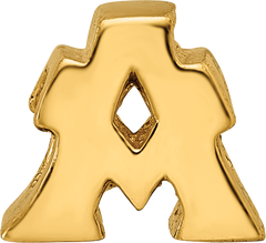 **Sterling Silver Gold-Plated Letter A Bead with Polished Finish Customizable and Durable Charm**