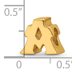 **Sterling Silver Gold-Plated Letter A Bead with Polished Finish Customizable and Durable Charm**