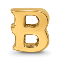 Sterling Silver 925 Gold-Plated Letter B Bead with Polished Finish