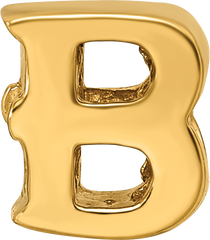 Sterling Silver 925 Gold-Plated Letter B Bead with Polished Finish
