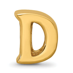 Sterling Silver Gold-Plated Letter D Bead with Polished Finish