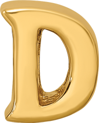 Sterling Silver Gold-Plated Letter D Bead with Polished Finish