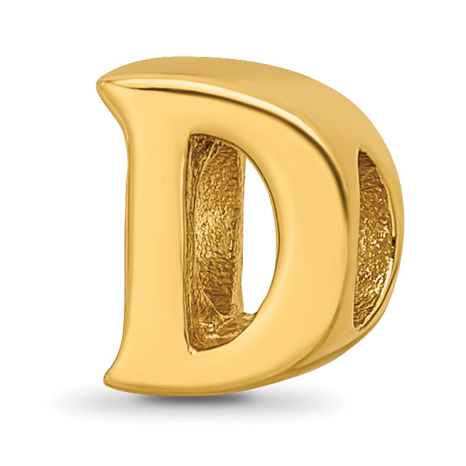 Sterling Silver Gold-plated Reflections Letter D Bead