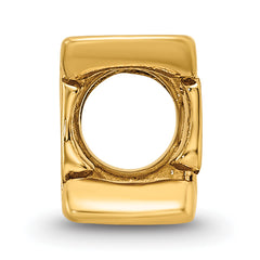 Gold-Plated Sterling Silver Letter E Bead with Polished Finish by Sophia Jewelers