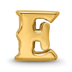 Gold-Plated Sterling Silver Letter E Bead with Polished Finish by Sophia Jewelers