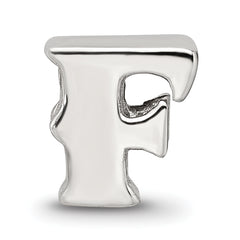 Sterling Silver 925 Polished Letter F Bead for Elegant Charm Bracelets