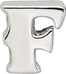 Sterling Silver 925 Polished Letter F Bead for Elegant Charm Bracelets