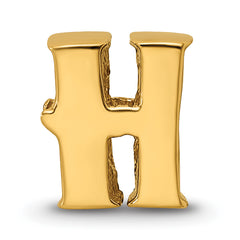 **Gold-Plated Sterling Silver ‘H’ Bead Polished, Casted Alphabet Charm**