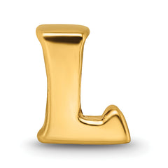 Sterling Silver 925 Gold-Plated Letter L Bead with Polished Finish