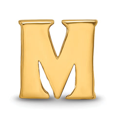 Sterling Silver 925 Gold-Plated Letter M Bead with Polished Finish
