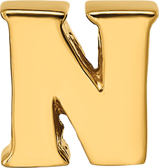 Gold-Plated Sterling Silver Letter N Bead Polished Alphabet Charm