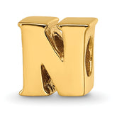 Sterling Silver Gold-plated Reflections Letter N Bead