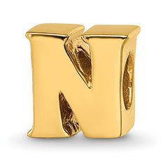 Sterling Silver Gold-plated Reflections Letter N Bead
