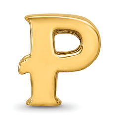 Sterling Silver Gold-Plated Letter P Bead with Polished Finish