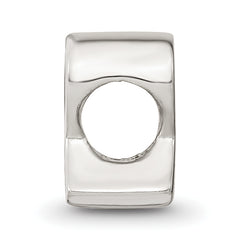 Sterling Silver 925 Polished Letter R Bead with Solid Cast Design
