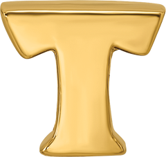 Sterling Silver Gold-Plated Letter T Bead with Polished Finish