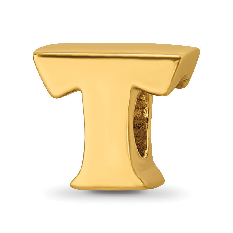 Sterling Silver Gold-plated Reflections Letter T Bead