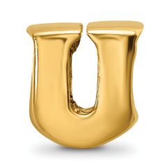Gold-Plated Sterling Silver Letter U Bead with Polished Finish Elegant & Solid