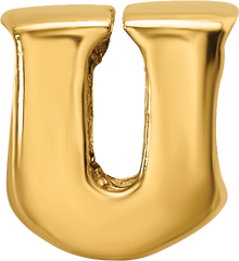 Gold-Plated Sterling Silver Letter U Bead with Polished Finish Elegant & Solid