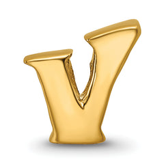 Sterling Silver Gold-Plated Letter V Bead with Polished Finish