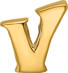 Sterling Silver Gold-Plated Letter V Bead with Polished Finish