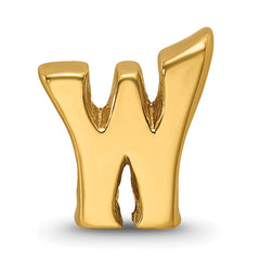 Sterling Silver Gold-Plated Letter W Bead with Polished Finish