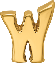 Sterling Silver Gold-Plated Letter W Bead with Polished Finish