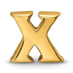 Sterling Silver Gold-Plated Letter X Bead with Polished Finish