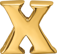 Sterling Silver Gold-Plated Letter X Bead with Polished Finish