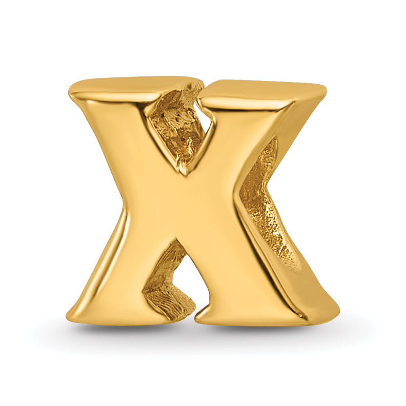 Sterling Silver Gold-plated Reflections Letter X Bead