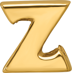 Gold-Plated Sterling Silver Letter Z Bead Polished, Solid, Elegant Design