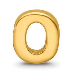 Sterling Silver Gold-Plated Letter O Bead with Polished Finish