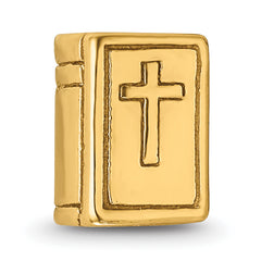 Sterling Silver Gold-Plated Bible Bead with Polished Finish Elegant Design