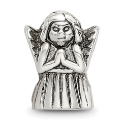 Sterling Silver 925 Praying Angel Bead with Antiqued Finish Solid