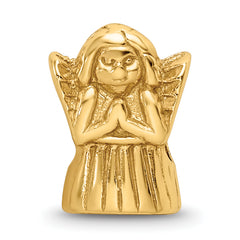 Sterling Silver 925 Gold-Plated Praying Angel Bead with Polished Finish