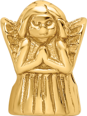 Sterling Silver 925 Gold-Plated Praying Angel Bead with Polished Finish
