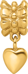 Sterling Silver 925 Gold-Plated Heart Dangle Bead with Polished Finish