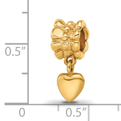 Sterling Silver 925 Gold-Plated Heart Dangle Bead with Polished Finish