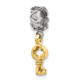 Sterling Silver & 14k Reflections Key Dangle Bead