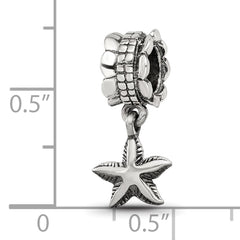Sterling Silver 925 Antiqued Starfish Dangle Bead Elegant Casted Design