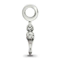 Sterling Silver 925 Dolphin Dangle Bead with Antiqued Finish