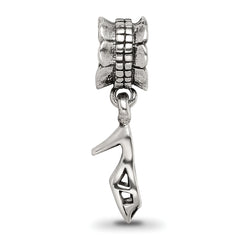 Sterling Silver 925 High Heel Dangle Bead with Antiqued Finish Elegant Charm
