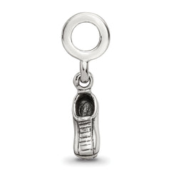 Sterling Silver 925 Sports Shoe Dangle Bead with Antiqued Finish