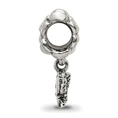 Sterling Silver 925 Butterfly Dangle Bead with Antiqued Finish, Casted, Solid Design