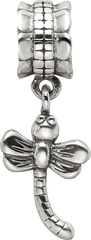 Sterling Silver 925 Dragonfly Dangle Bead with Antiqued Finish