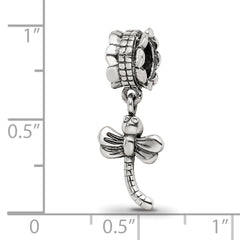 Sterling Silver 925 Dragonfly Dangle Bead with Antiqued Finish
